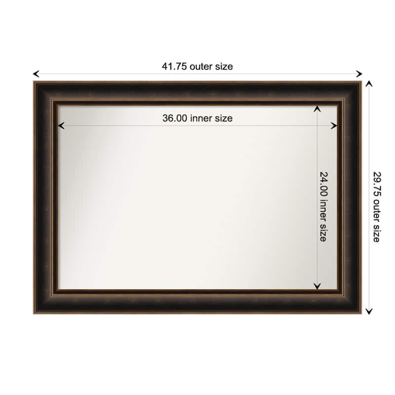 Villa Oil Rubbed Bronze Non-Beveled Wood Framed Wall Mirror - Villa Oil Rubbed Bronze - Glass Size 36x24