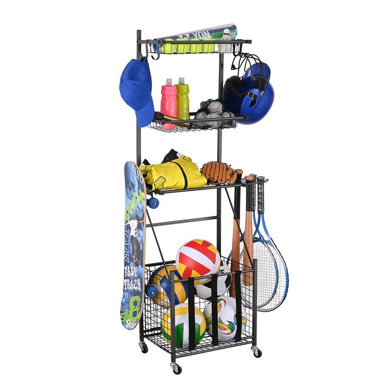 4 Tier Garage Storage Organizer for Sporting Goods Balls