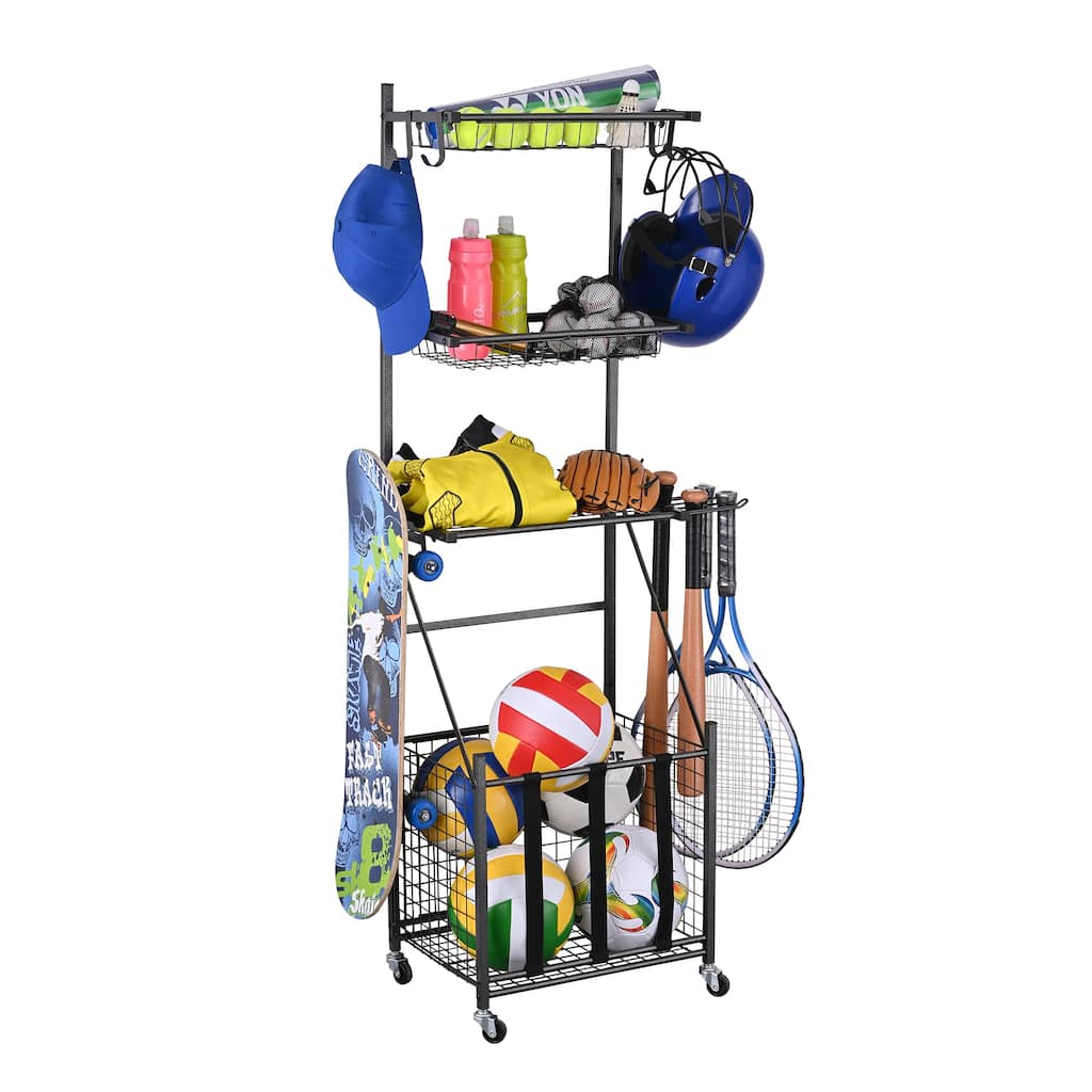4 Tier Garage Storage Organizer for Sporting Goods Balls