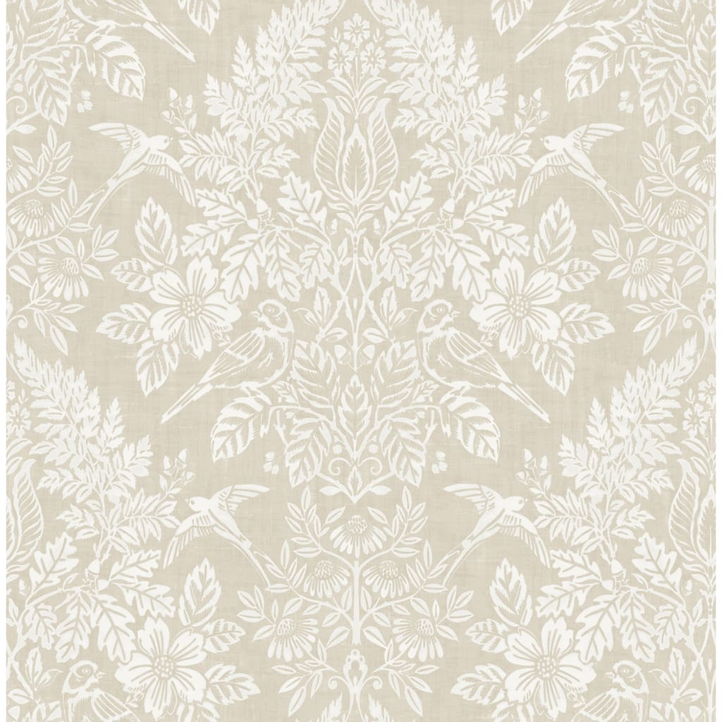 Chris Loves Julia x A-Street Prints Finch Neutral Woodland Damask Wallpaper