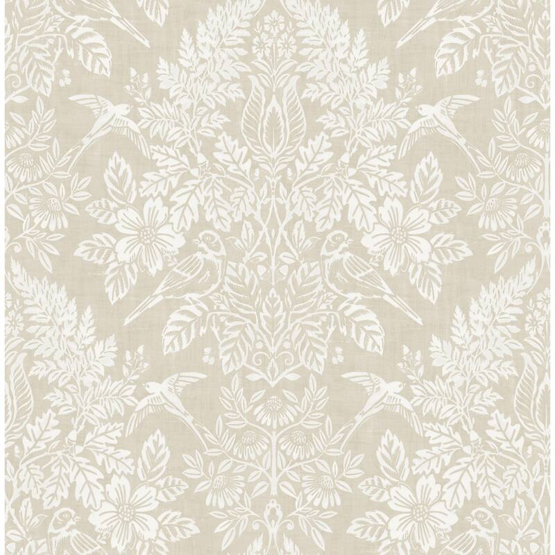 Chris Loves Julia x A-Street Prints Finch Neutral Woodland Damask Wallpaper