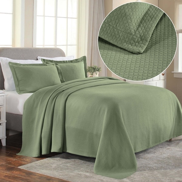 slide 2 of 8, Superior Solitaire Cotton Decorative Bedspread Set Sage - Full