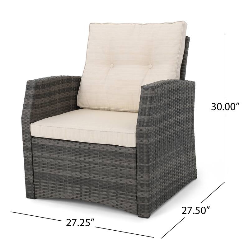 Sanger Outdoor 7 Seater Wicker Chat Set with a Fire Pit by Christopher Knight Home