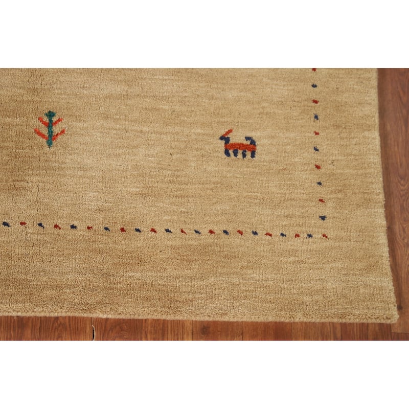 Tribal Gabbeh Area Rug Handmade Oriental Wool Carpet - 3'11"x 5'10"