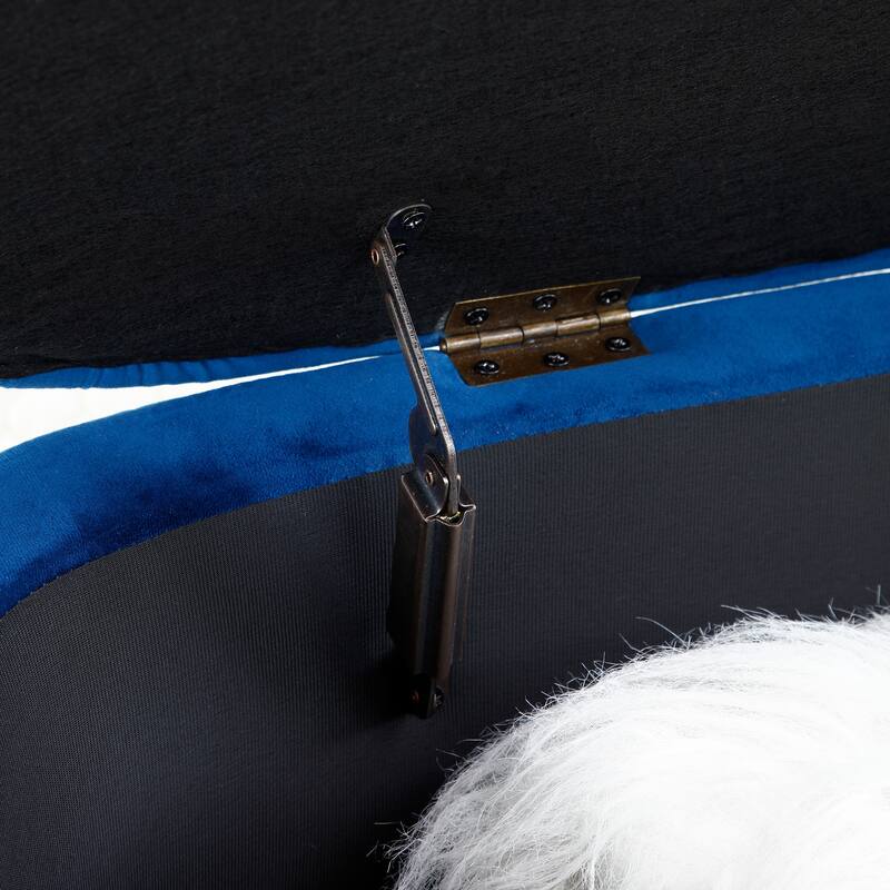 Storage Bench Bedroom Bench, Velvet Oval Upholstered End of Bed Bench with Golden Metal Legs,50" Storage Ottoman Bench