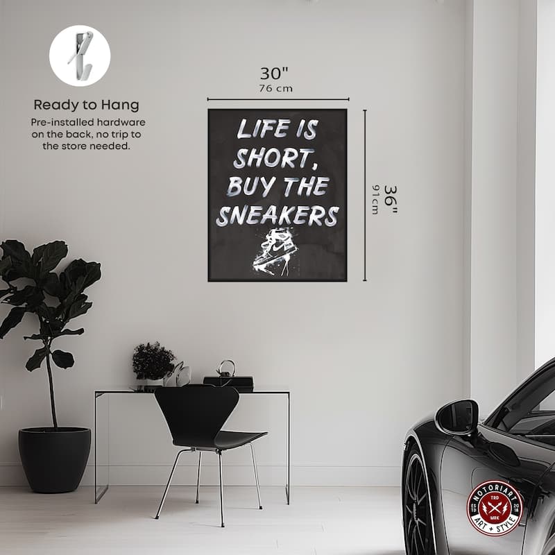 Notoriart Buy The Sneakers Framed Sneaker 1 Piece Canvas Wall Art