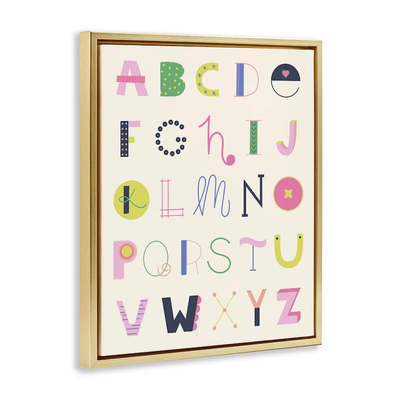 Stupell Eclectic Alphabet Letters Framed Floater Canvas Wall Art Design By Sazerelli Designs
