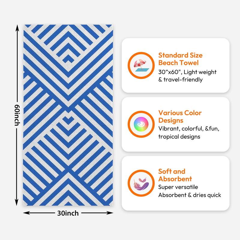 Large Boho Beach Towel Quick Dry Absorbent 30"x60"/35"x70"