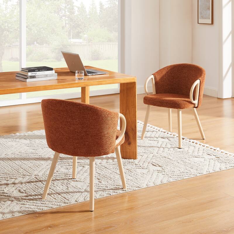 Art Leon Modern Fabric Accent Dining Wood Chair (Set of 2)
