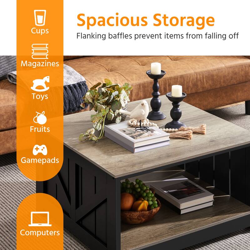 Yaheetech Square Wood Coffee Table with Storage for Living Room
