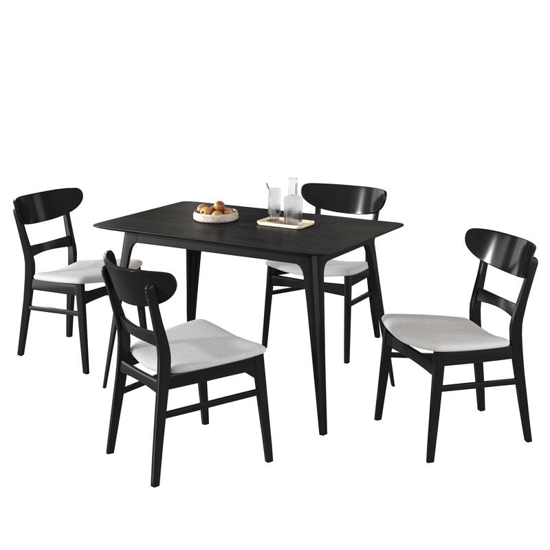5-Piece Modern Dining Table Set, Kitchen Table Set with Wood Table and 4 Upholstered Chairs for Dining Room