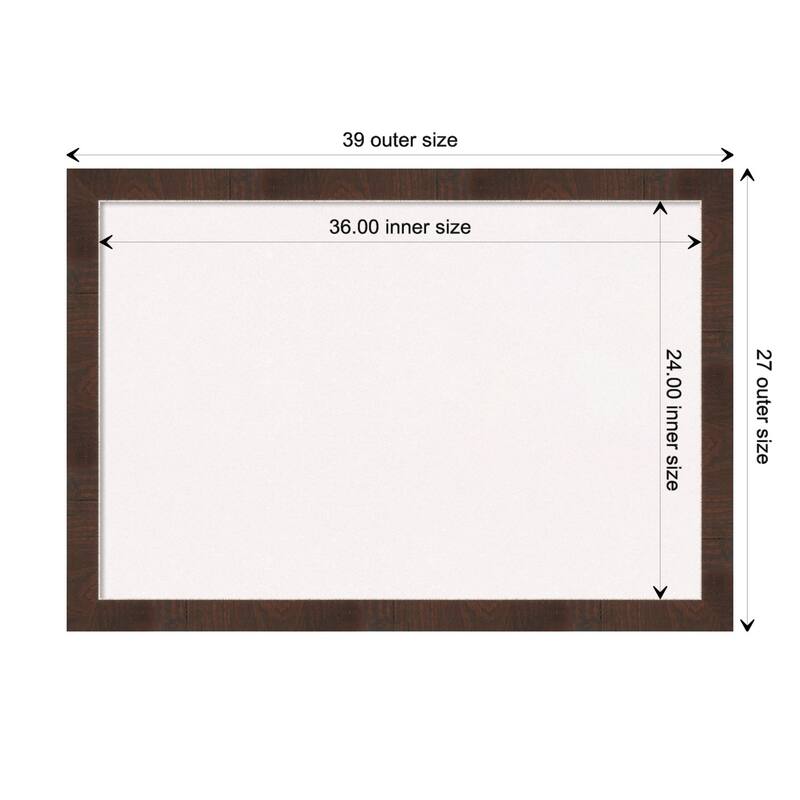 Wildwood Brown Narrow Framed White Corkboard Bulletin Board - Board Size 36x24