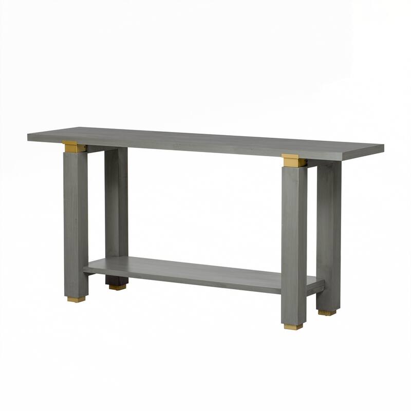 Solid Wood Entryway Sofa Table with Metal Accents