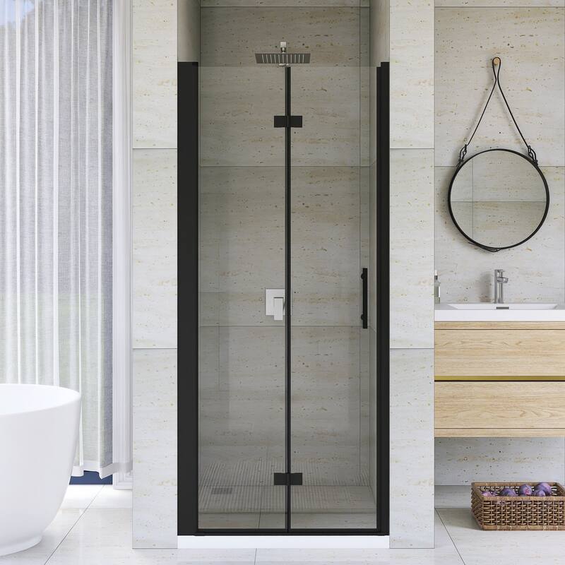 Bifold Framed Shower Door in Matte Black Finish - 34'' x 0.23'' x 72''