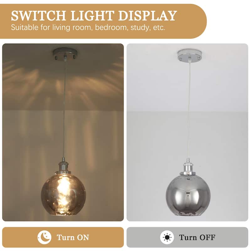 1-Light Metal Hanging Pendant Light with Glass Shade for Kitchen Island