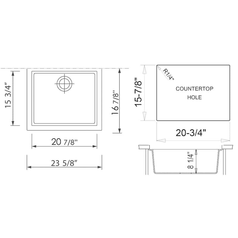 Alfi White Granite Composite 24-inch Undermount Single Bowl Kitchen Sink