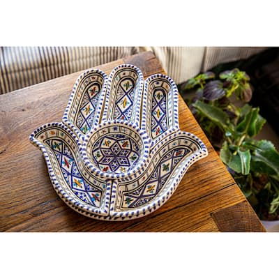 Bohemian Hamsa Dipping and Serving Set - Versatile Handcrafted Ceramic Decor