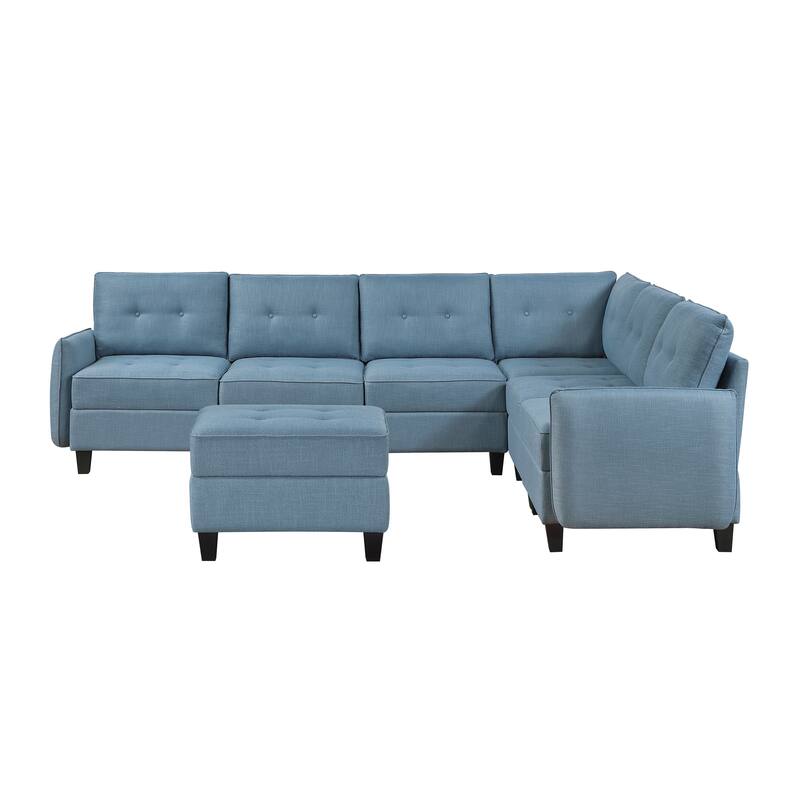 Dorian Textured 7-Piece Sectional Sofa - Storage and Ottoman