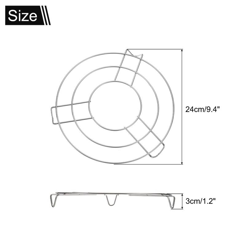 3pcs Round Cooking Rack Stainless Steel for Cooking - Silver - 9.4"x1.2"