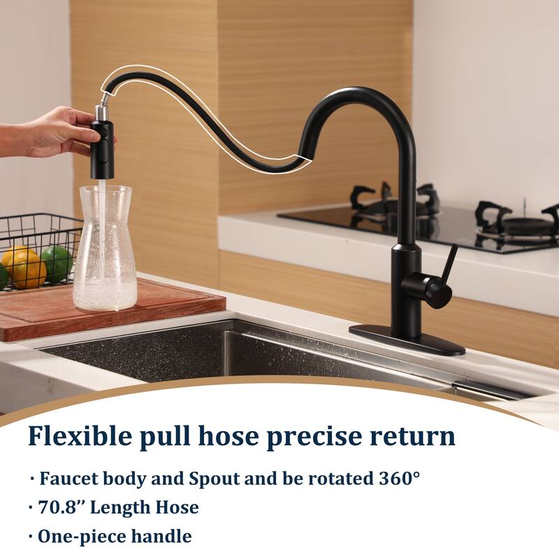 3-Function Single Handle Pull Down Sprayer Kitchen Faucet