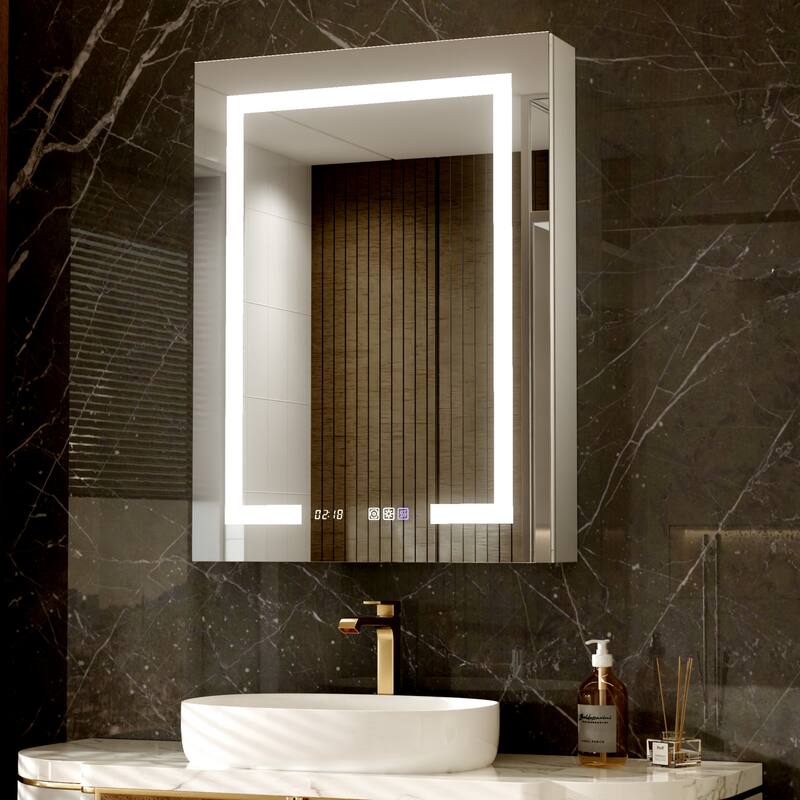 Modland 20"-24"W x 32"H LED Medicine Cabinet Mirror for Bathroom with Recessed & Surface Mount Anti-Fog