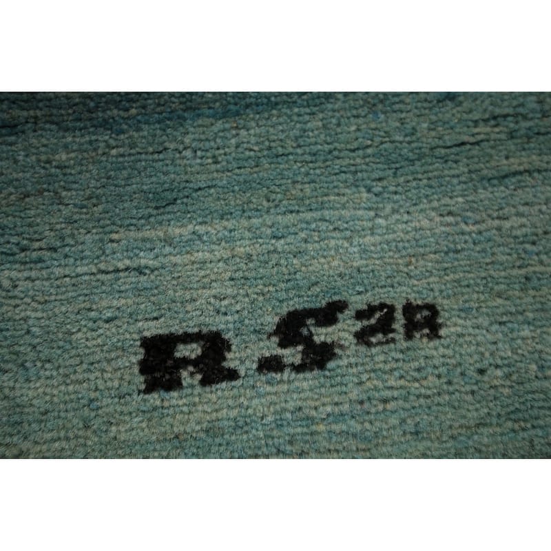 Aqua Blue Gabbeh Modern Area Rug Handmade Wool Carpet - 6'6" x 9'7"