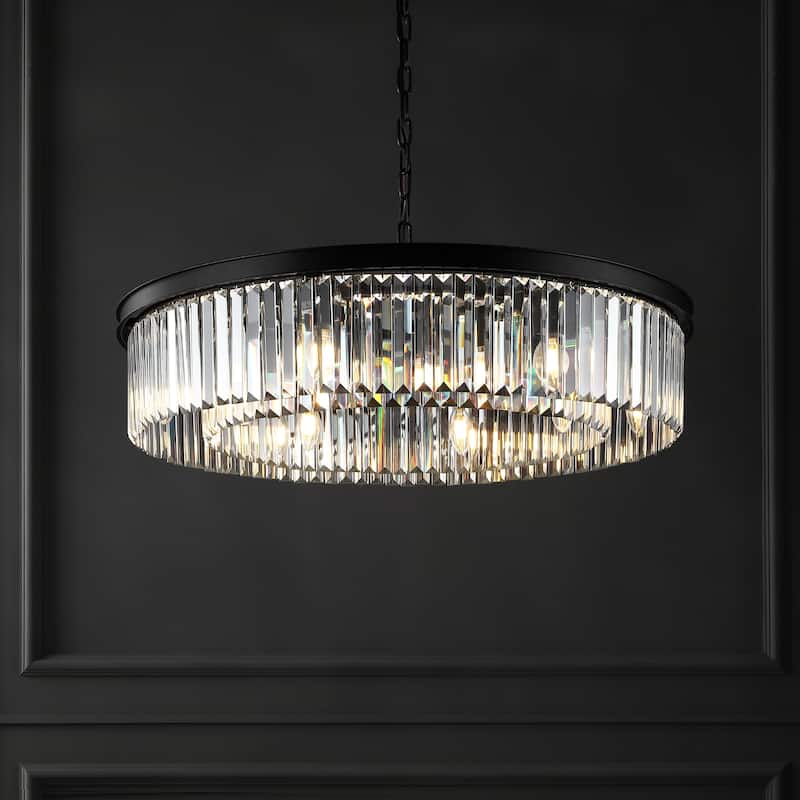 SAFAVIEH Couture Greta Crystal Pendant - 31.5 In W x 31.5 In D x 13.5 / 61.5 In H - Black