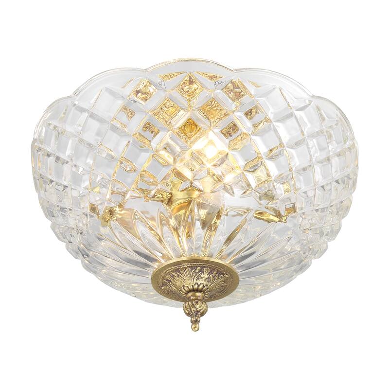 Milton 2 Light Olde Brass Semi Flush Mount - 10'' W x 10'' H