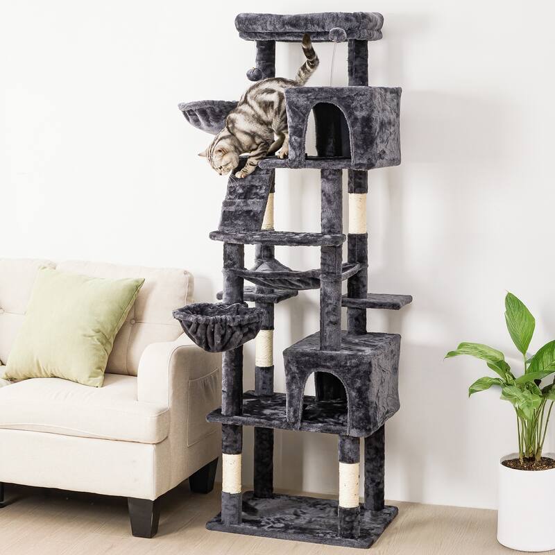73" Multi-Level Cat Tree Tower with Condos, Hammock & Scratching Posts - Sturdy Cat Furniture for Large Cats