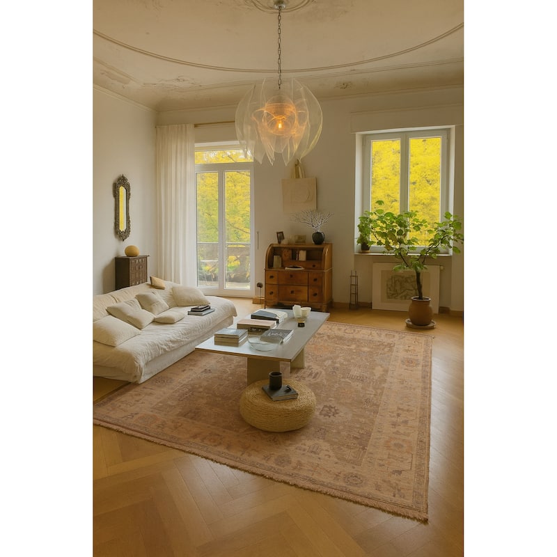 ECARPETGALLERY Hand-knotted Kavya Oushak Khaki, Sage Wool Rug - 9'0 x 12'0