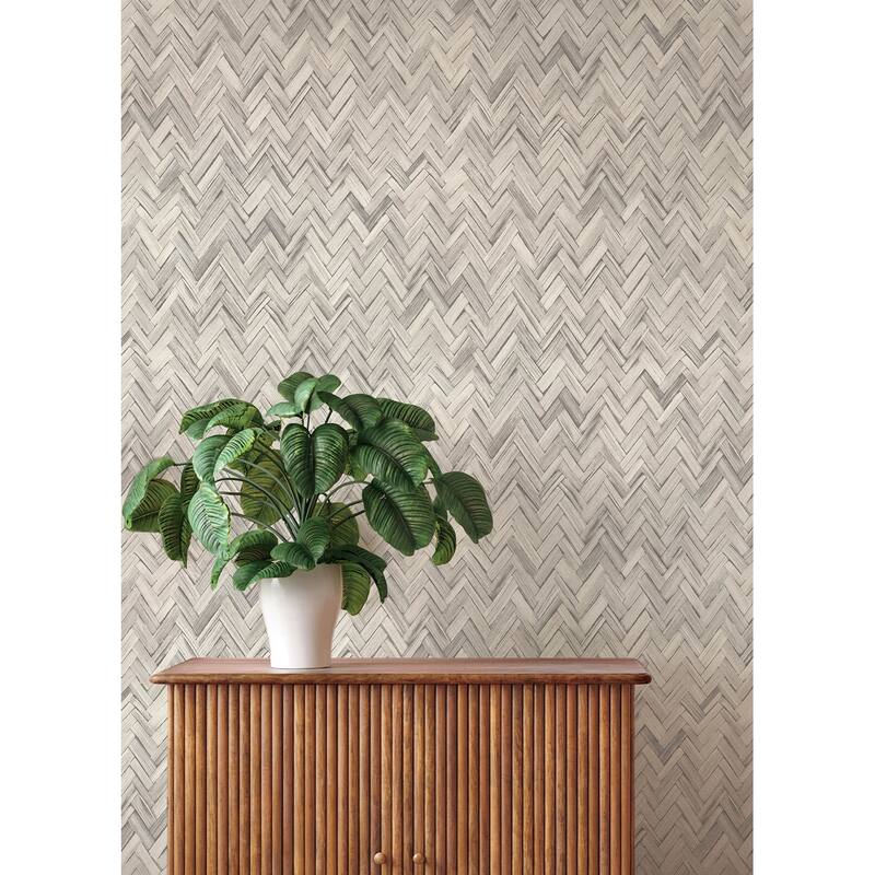 A-Street Prints Ellery Light Grey Herringbone Wallpaper