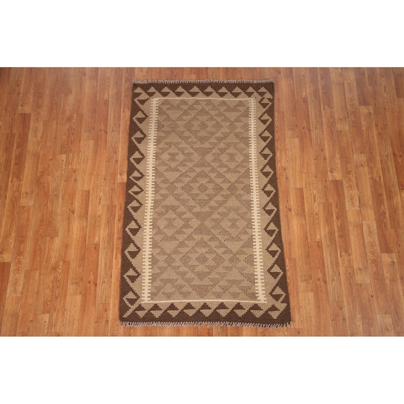 Reversible Kilim Oriental Area Rug Flat-weave Wool Carpet - 3'2" x 5'2"