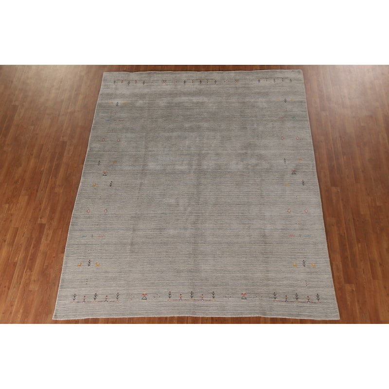 Gabbeh Indian Area Rug Hand-Knotted Oriental Wool Carpet - 8'0"x 9'7"