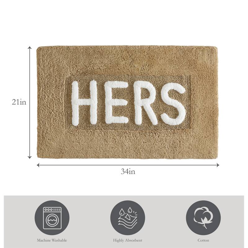 Jean Pierre Novelty Cotton Bath Rug - 21"x34" - "His" & "Hers"