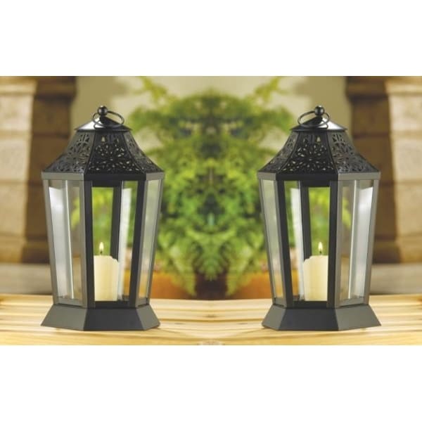 Set of 2 Midnight Garden Candle Lamps