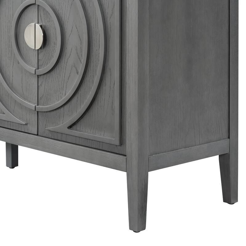 Antique Sideboard with Adjustable Shelves & Solid Wood Frame for Dining Room Storage