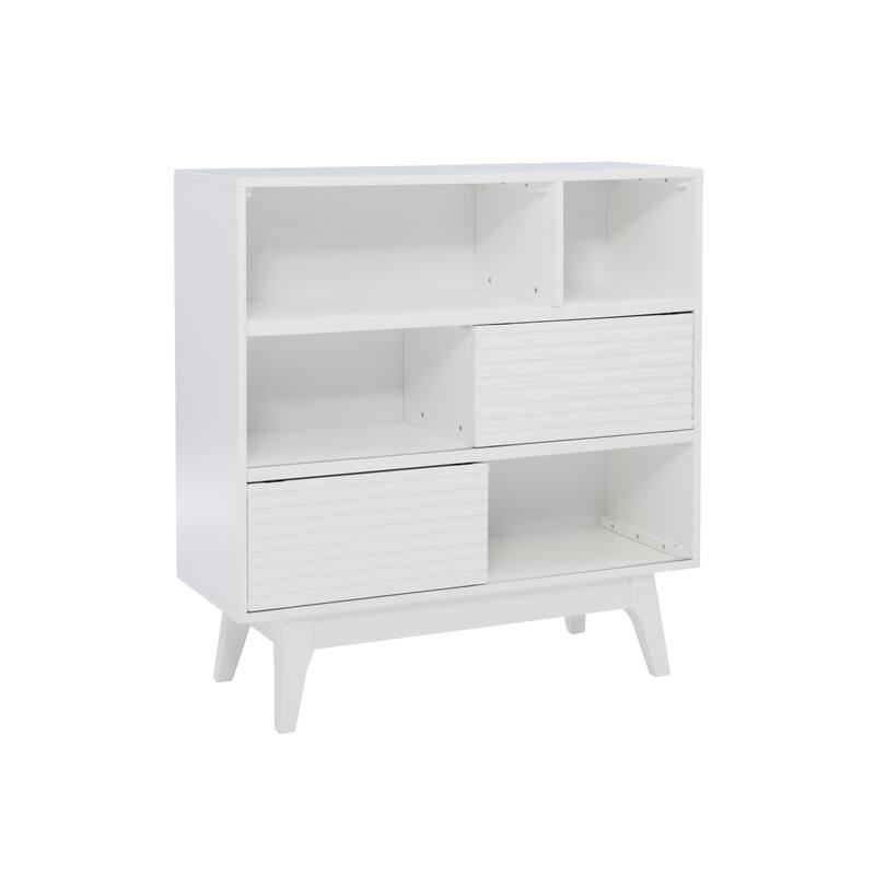 Whitney Wood Bookcase with Sliding Doors