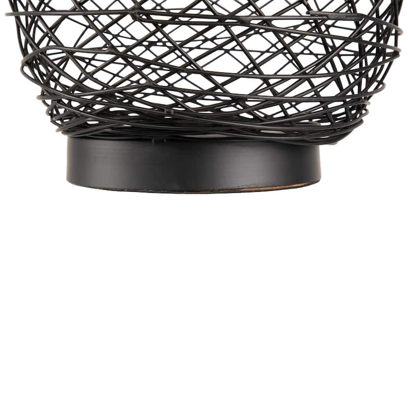 Large Woven Ombre Iron Pillar Candle Holder - 8.5" - Black and Gold