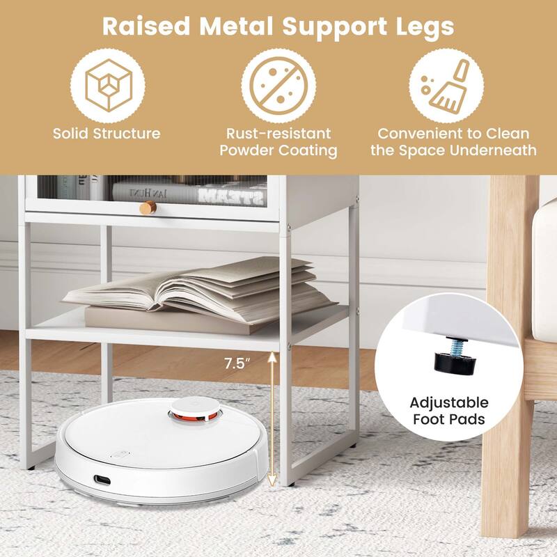 Costway 1/2 PCS Home Nightstand 3-Tier Storage Table with Open Shelf