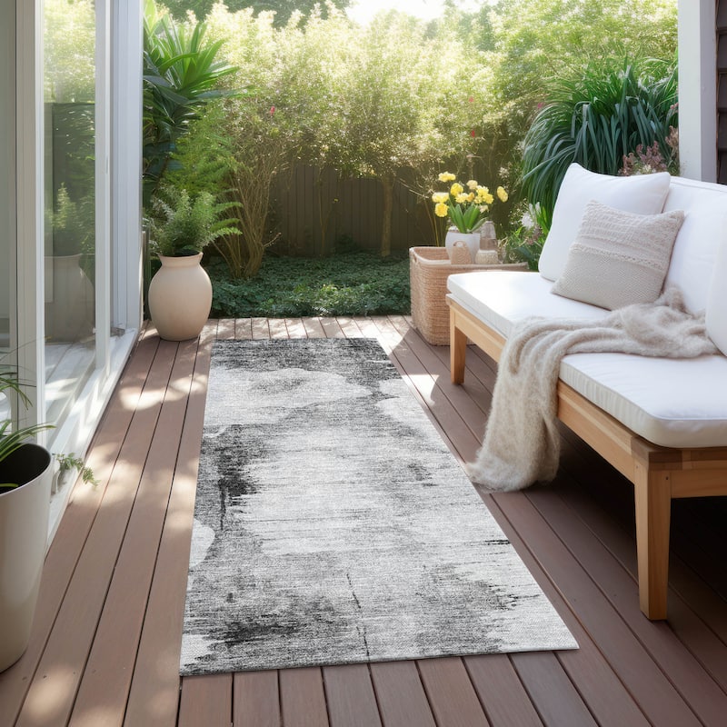 Machine Washable Indoor/ Outdoor Chantille Abstract Cloud Rug