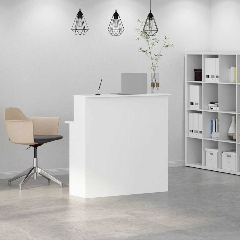 vidaXL Reception Desk White Engineered Wood Standard Reception Desk