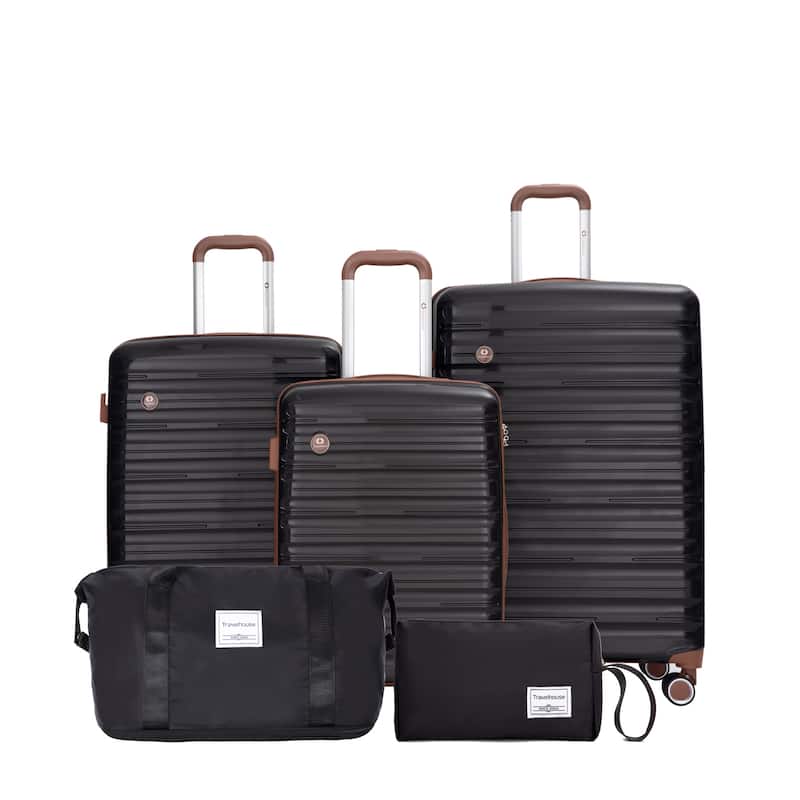 5PCS ABS Luggage Sets with TSA Lock - Black