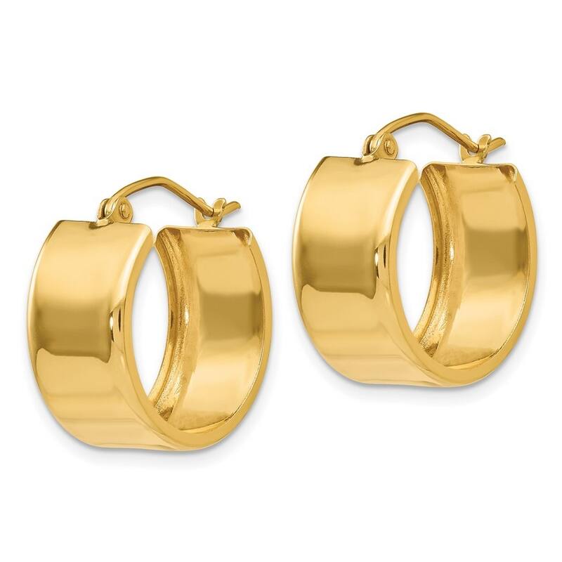 Curata 14k Yellow Gold Polished Wide Flat 19x6mm Hoop Earrings