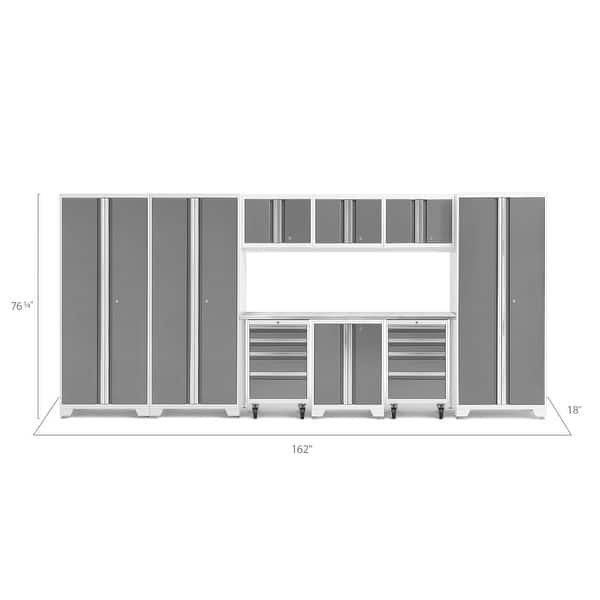 dimension image slide 1 of 9, NewAge Products Bold Series 10-pc. Steel Garage Cabinet Set
