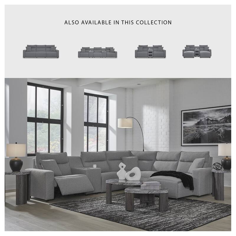Signature Design by Ashley Modmax Gray 6-Piece Power Reclining Sectional with Chaise - 143" W x 125" D x 41" H
