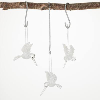 3"H Sullivans Hummingbird Ornament - Set of 3, Clear Christmas Ornaments - 3"L x 1"W x 3"H