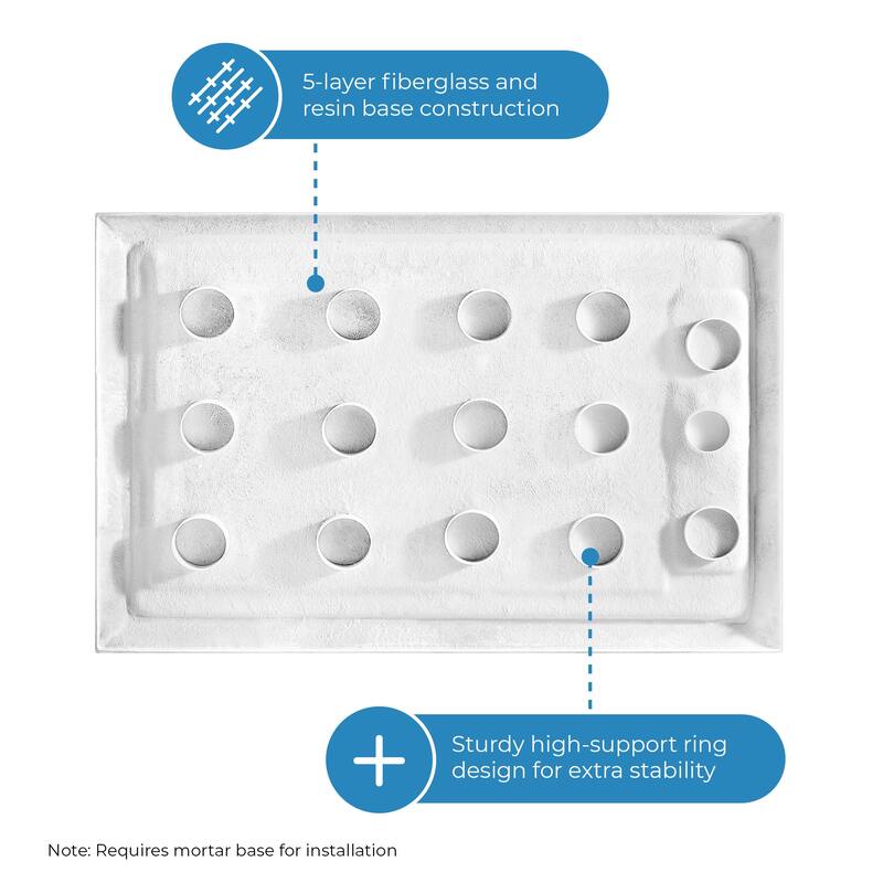 Adena White Shower Base 60x36 in white