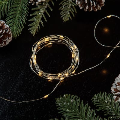 50 B/O Warm White LED Micro Fairy Lights - 16ft, Copper Wire