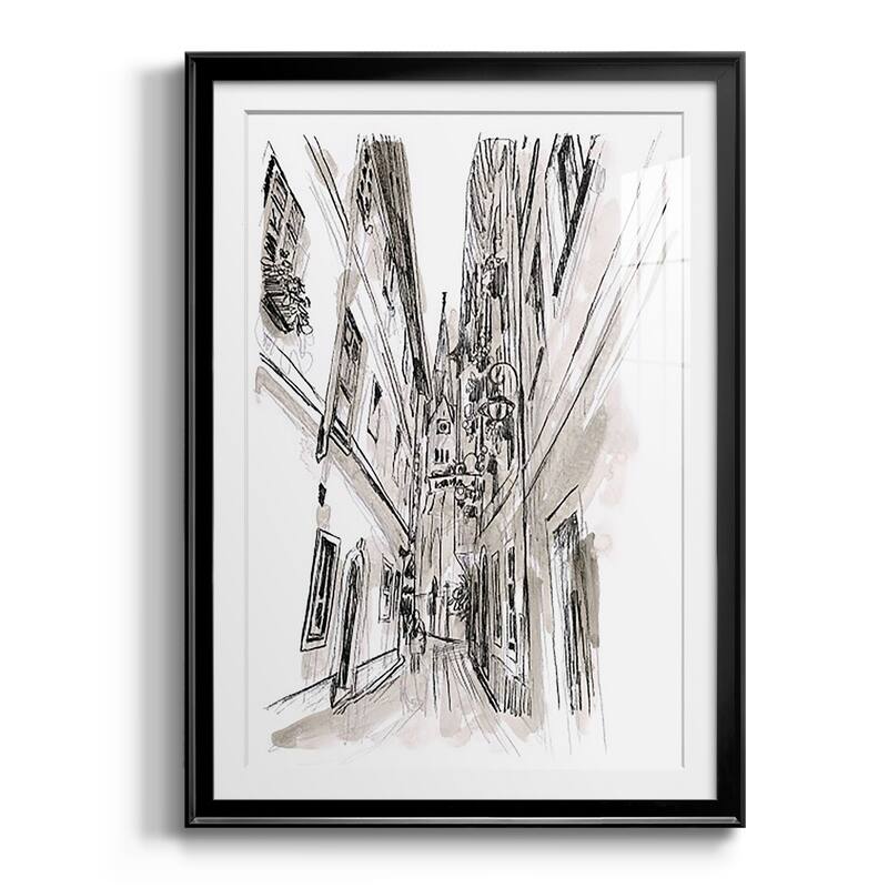 Europe Street Sketches III Premium Framed Print - Ready to Hang - 30.5X42.5 - Black