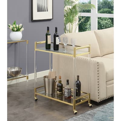 Convenience Concepts Royal Crest 2 Tier Acrylic Glass Bar Cart